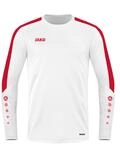 JAKO Herren Sweatshirt Power, Wei&szlig;/Rot, L