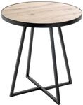 HAKU Beistelltisch rund Eiche hell schwarz MDF Metall runder Couchtisch - Ma&szlig;e: H 52