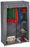 Relaxdays Stoffschrank mit Kleiderstange & 5 Ablagen, Faltschrank mit