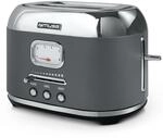 Muse Edelstahl-toaster im grauen retro Design, analoge Anzeige, beleuchtete Tasten, 6