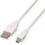 VALUE USB 2.0 Kabel, Typ A - 5-Pin Mini, wei&szlig;, 0,8 m