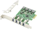 DIGITUS IO-Karte - PCIe - USB 3.0 Schnittstellen-Karte - SCSI USAP - 4-Port USB...