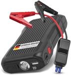 cartrend Jumpstarter mit integrierter Arbeitsleuchte, 3in1: Starthilfe, Taschenlampe,