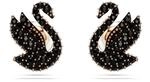 Swarovski Swan Ohrstecker, Schwarze und Ros&eacute; Vergoldete Ohrringe mit Schwan-Motiv