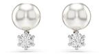 Swarovski Matrix Ohrstecker, Wei&szlig;e, Rhodinierte Ohrringe mit Kristallperle und