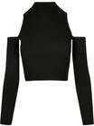 Urban Classics Ladies Rib Knit Cut Out Sleeve Longsleeve Frauen Langarmshirt schwarz