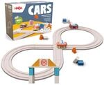 HABA Cars Meine erste Rennbahn &ndash; 27-teilige Holzbahn mit Holz-Schienen & 2...