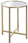 HAKU Beistelltisch rund Gold Metall Spiegel 5 mm Couchtisch runder Sofatisch -...