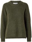 Damen Selected Rundhals Strickpullover Lockerer Feinstrick Wollpullover SLFLULU