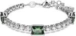 Swarovski Matrix Tennis, Rhodiniertes Damenarmband mit Tiefgr&uuml;nen und Klaren