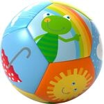 HABA Babyball Regenbogenwelt &ndash; Weicher Ball ab 6 Monaten mit bunten Wetter-Motiven,