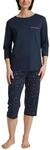 CALIDA Sweet Dreams 3/4-Pyjama, Schlafanzug Damen, aus 100% Baumwolle, Hose mit
