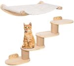 Todeco Kletterwand Katzen Wandmontage inkl. Katzentreppe & Katzenh&auml;ngematte,