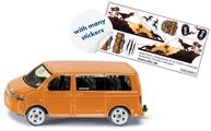Siku 1070, VW T5 Multivan mit Dino-Stickern, Metall/Kunststoff, Orange,...
