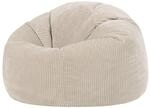 Icon Kingston Sitzsack Cord, Beige, Sitzsack Erwachsene mit F&uuml;llung, Bean Bag, Cord