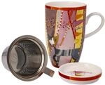 Goebel Rosina Wachtmeister Teetasse mit Deckel und Sieb aus Fine Bone China