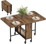 HOMCOM Klappbarer Esstisch mit Offenem Regal 130x80x74 cm Braun | Mobiler...