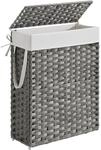 SONGMICS W&auml;schekorb schmal, 55 L, aus synthetischem Rattan, faltbar