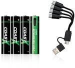 Coast AAA USB-C Akkus, ZITHION-X, Lithium-Ionen 1,5V 750 mAh, Langlebig, L&auml;dt in 1.3