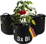 honju Home Growbag - Stofftopf 8l Volumen (3er Pack) [Pflanzsack mit verst&auml;rken
