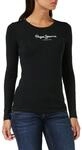 Pepe Jeans Damen New Virginia Ls N T-Shirt, Schwarz, S