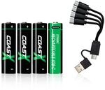 Coast AA 1,5V USB-C Akkus, ZITHION-X, Lithium-Ionen 2400 mAh, L&auml;dt in 2,5 Stunden,