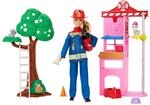 Barbie-Karriere Feuerwehrfrau-Puppe und Spielset mit Feuerwache und Baum, 2 Tieren,