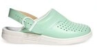 Abeba Clog 7090 - the original, Glattleder,mint/wei&szlig;, perforiert, zertifiziert, 38