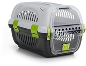 Beeztees Rhino, Transportbox, f&uuml;r kleine Hunde und Katzen, grau/gr&uuml;n, 51x34,5x33 cm