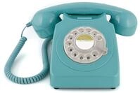 GPO 746ROTARYBLU Retro Telefon mit W&auml;hlscheibe im 70er Jahre Design Blau