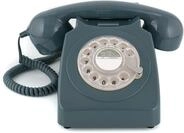 GPO 746ROTARYGRY Retro Telefon mit W&auml;hlscheibe im 70er Jahre Design Grau