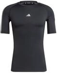 adidas Men's Techfit Compression Training 3-Stripes T-Shirt, Black, S