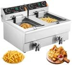 VEVOR Kommerzielle Fritteuse 2 x 8 L, Elektrische 3 kW Tischfritteuse mit...
