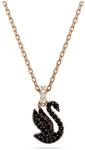 Swarovski Swan Anh&auml;nger, Schwarze, Ros&eacute; Vergoldete Damenhalskette mit kleinem