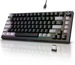 KOORUI Mechanisch Tastatur, Gaming Tastatur Kabellos/Kabelgebunden/Bluetooth 26 RGB