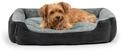 lionto Hundebett mit Wendekissen, Hundek&ouml;rbchen, 75 x 60 cm, Schwarz | Robustes