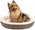 lionto Hundebett Rund in Donut-Form, Hundekissen, Katzenbett &Oslash; 55 cm, Braun