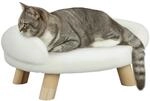 PawHut Katzensofa Hundesofa aus Pl&uuml;sch Hundebett mit R&uuml;ckenlehne, Holzbeine,