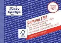 AVERY Zweckform 1742 Quittungsblock Kleinunternehmer (A6 quer, 2x40 Blatt, mit