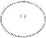 Swarovski Matrix Tennis Set, Rhodinierte Halskette und Ohrringe mit Strahlenden