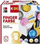 Marabu 0303000000086 - KiDS Fingerfarben-Set Sternenglanz mit leuchtenden Farben, 4 x