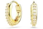 Swarovski Matrix Kreolen, Wei&szlig;e, Vergoldete Ohrringe mit Strahlenden Swarovski