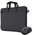 Trust Bologna Laptoptaschen-Maus-Set, Slim Laptop Eco Tasche bis 16 Zoll, mit