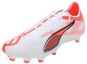 Puma Ultra 5 Match FG/AG, Unisex Fussballschuh, Puma White-Puma Black-Glowing RED,