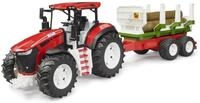 bruder 03453 - ROADMAX Traktor mit R&uuml;ckeanh&auml;nger & 3 Baumst&auml;mmen