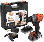 BLACK+DECKER Akku-Bohrschrauber, 18 V, max. Drehmoment 45 Nm, 2 x 2,0-Ah-Akkus,