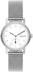 Skagen Kuppel Uhr f&uuml;r Damen, Quarzwerk mit Edelstahl- oder Lederarmband, Silberton