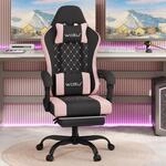 WOLTU Gaming Stuhl,Massagefunktion,Feder-Sitzkissen,Schwarz+Rosa 