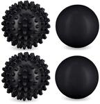 Relaxdays Massageball 4er Set, Igelball & glatter Lacrosse-Ball, &Oslash; 6,5 & 6 cm,