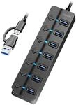 LogiLink UA0420 - USB 3.2 Gen1 Hub mt 7-Ports und EIN-/Aus-Schalter (pro Port)
